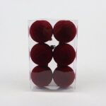 Bolas colgantes flocadas rojas, 6 cm cada una, paquete de 6 6CM 6PC