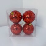 BOLA DE ESPEJO ROJO 8CM 4PCS/PVC CAJA 8CM 4PC